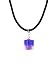 Necklace - N291 - Murano Glass & Fire Polished Glass Style - Square Shape ~ Blue & Pink