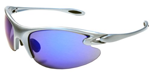 Sport Wrap Sunglasses RV17 Mirror lens Colors Golf, Cycling, Running. Mirror lens colors (Silver & Ice Blue)