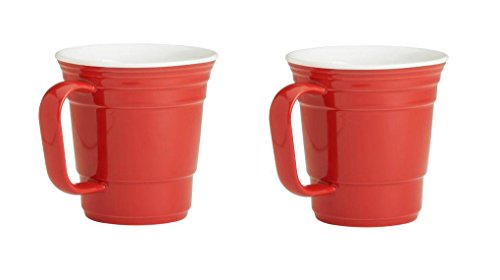 Red Cup Living Stoneware Coffee Mug, 12-Ounce, Red (Set of 2)