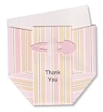Pink Striped Diaper Thank-you Cards - Set of 10
