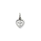 14 Karat White Gold Cross in Heart Charm