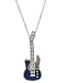 Silver and Navy Blue Electric Guitar Necklace with Crystal accents