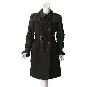 BURBERRY Ruched Sleeve Trench Coat in Black