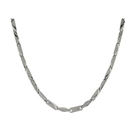 Men's Stainless Steel Diamond-Shaped Link Necklace, 24