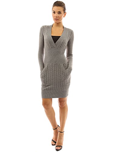 PattyBoutik Women's Deep V Neck Long Sleeve Sweater Dress