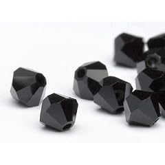 Glasperlen zum Auff�deln von Swarovski Doppelkegel 3mm (Jet), 96 St�ck