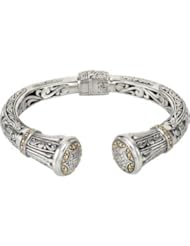Clevereves Sterling Silver & 18K Yellow Gold 07.80 mm Sterling Silver And 18Ky Hinged Cuff Bracelet