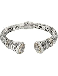 Sterling Silver & 18Ky Hinged Cuff Bracelet by US Gems
