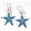 Lab Created Opal Earrings .925 Sterling Silver Blue Star