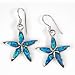 Lab Created Opal Earrings .925 Sterling Silver Blue Star