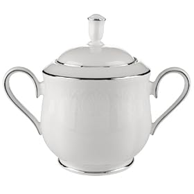 Lenox Hannah Platinum Bone China Sugar Bowl with Lid by Lenox