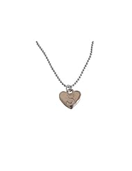 Sterling Silver Heart Initial Charm Letter P Hand Stamped With 20" Silver Bead Chain