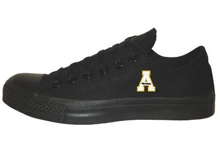 Converse Chuck Taylor All Star Lo Top Black Monochrome Appalachian State University Logo Canvas