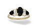 14K Yellow Gold Genuine Oval Black Onyx and Diamond 3-Stone Ring