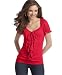 Soprano Short-Sleeve Ruffle-Front Top