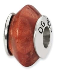 Sterling Silver Natural Red Stone Charm for 3mm Charm Bracelets
