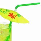 Del Sol Parasol Straws (Pack of 10) | Drinking Straws, Umbrella Straws, Cocktail Straws for Parties