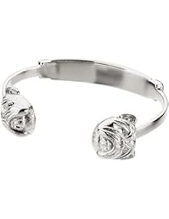 Heart U Back Sterling Silver Diamond Bulldog Bangle Bracelet