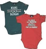 NFL Team Newborn Baby Gerber Two Pack Short Sleeve Bodysuit Creepers (3-6 Months, Miami Dolphins)