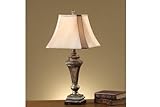 Set of 2 Table Lamps In Bronze Rustic Finish, Bell-Shape Shade