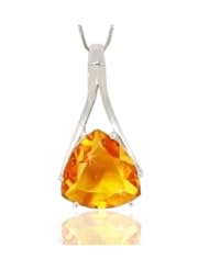 Silver Trendz 8ctw Trillion Cut Citrine Gemstone Elements Sterling Silver Necklace