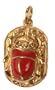 18K Egyptian Jewelry Pendants - Scarab with Coral Stone