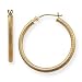 14k Yellow Gold Twisted Diamond Cut Design Medium (M) Size 1(25mm) Hoop Earrings, HypoAllergenic