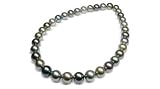 11 x 12mm natural multicolor Black Tahitian south sea cultured pearl round necklace 17