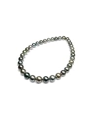 11 x 12mm natural multicolor Black Tahitian south sea cultured pearl round necklace 17"