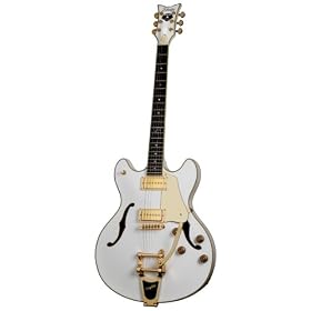 Schecter Robin Zander Corsair 6-String Semi Hollow-Body Electric Guitar, White: Musical Instruments