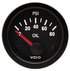 VDO 350104 Vision Style Electrical Oil Pressure Gauge 2 1/16