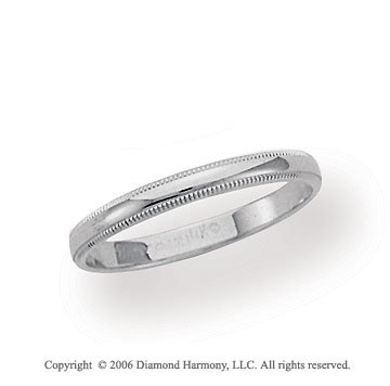 Palladium 2.5mm Domed S-Fit Milgrain Wedding Band