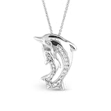 0.20cttw Double Dolphin Diamond Pendant set in 14k Gold