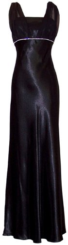 Satin Chiffon Prom Dress Holiday Formal Gown Crystals Full Length Junior Plus Size