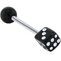 Single BLACK DICE Barbell Tongue Ring