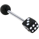  : Single BLACK DICE Barbell Tongue Ring