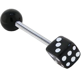 Single BLACK DICE Barbell Tongue Ring