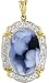 14kt Gold Framed Agate Cameo Mother Holding Baby Pendant With Diamonds - 3/4