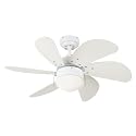 Westinghouse 7814565  Turbo Swirl 30-Inch 6-Blade Ceiling Fan, White with Opal Globe