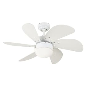 Westinghouse 7814565 Turbo Swirl 30-Inch 6-Blade Ceiling Fan, White with Opal Globe