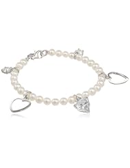 By Joy Jewelry Sterling Sliver Heart Charm Bracelet, 7.6"