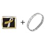 Silver And Gold Color Ribbon Awareness Italian Charm