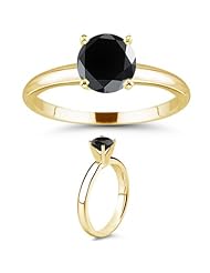 1/4 (0.21-0.27) Cts AA Black Diamond Solitaire Ring in 18K Yellow Gold