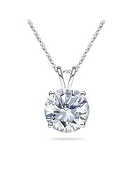 1.00 Ct of 5 mm Cubic Zirconia Hearts and Arrows Ideal Cut Round Solitaire Pendant in 10K White Gold