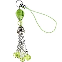 Gioielli Italy Lime Green Heart Bali Chain Glass Bead Cell Phone Charm
