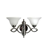 Yosemite Home Decor 94272SN Vernal Falls Wall Sconce with White Frosted Shades, 2-Light, Satin Nickel