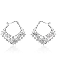 Sterling Silver Floral Filigree Hoop Earrings