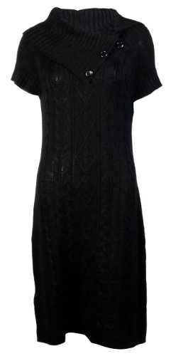 Calvin Klein Women's Cable Knit Sweater Dress Medium Black [Apparel]