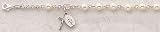 White Faux Pearl Catholic 6MM Rosary Bracelet 7-1 2 Length Fine Religious Jewelry