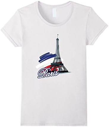 Women's I Love Paris Eiffel Tower France Flag Tourist t shirt XL White